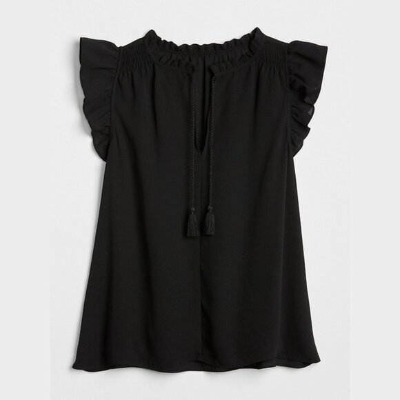 GAP Ruffle Sleeve Smock Shoulder split-neck orange pop blouse XL - Picture 7 of 8